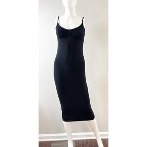 Asos Black Stretch Bodycon Midi w/ Bustier-Style Bodice - Size 8